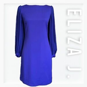 Eliza J Violet Blue Pleated Sleeve Sheath Dress sz 4